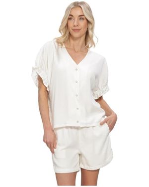 Object Overhemden ,Wit ,Objframe 2/4 V-Neck Re Top