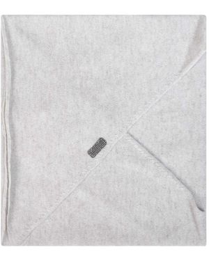 Brunello Cucinelli Monili-Bestickter Dreiecksschal - Grau