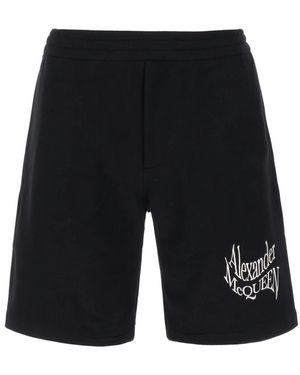 McQueen Stylish Bermuda Cotton Shorts - Black