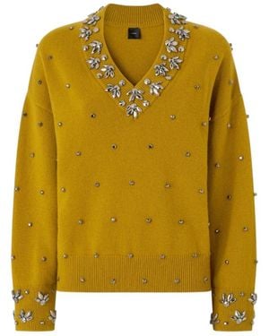 Pinko V-Ausschnitt Strickware - Gelb
