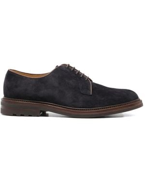 Brunello Cucinelli Wildleder Derby Schuhe Dunkelbraun Schnürung - Schwarz