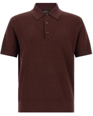 Brioni Trama Weave Polo - Braun