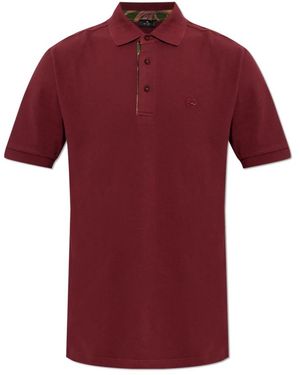 Etro Tops ,Rood ,Katoen Polo Shirt Met Geborduurd Logo