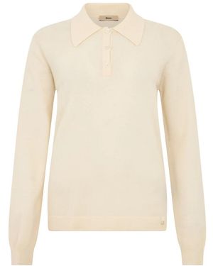Herno Tops ,Wol Polo Met Knopen - Naturel