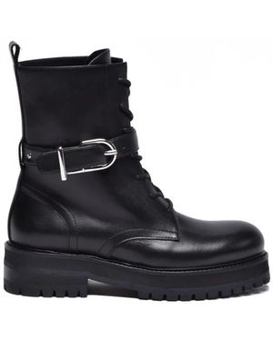Dondup Schoenen ,Zwart ,Leer Enkellaars Met Rubberen Zool