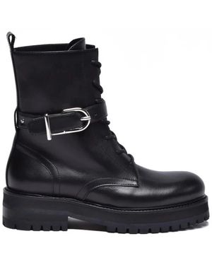 Dondup Schoenen ,Zwart ,Leer Enkellaars Met Rubberen Zool