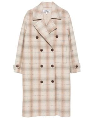 Loewe Double-Breasted Coats - Natural
