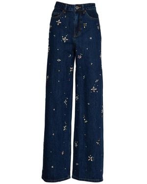 Self-Portrait Wide Jeans - Blu