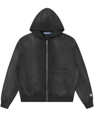 BBCICECREAM Washed Small Arch Logo Zip Through Hoodie - Zwart