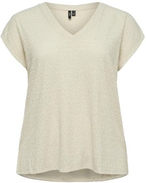 Vero Moda Tops ,Denim Lurex Pattern Front T-Shirt - Naturel