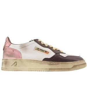 Autry Schoenen ,Veelkleurig ,Katoen Medalist Low Super Vintage Sneakers - Bruin
