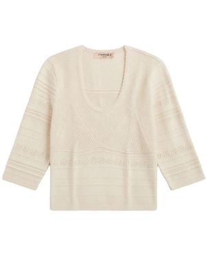 Twinset Truien & Vesten ,Wit ,Sweatshirts & Hoodies - Naturel
