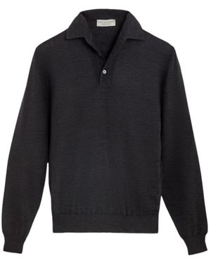 FILIPPO DE LAURENTIIS Merino Wol Lange Mouw Polo - Blauw