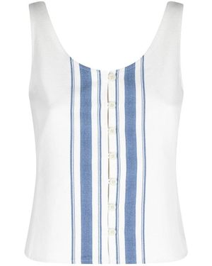 Low Classic Tops ,Wit ,Stripe Sleeveless Top - Blauw