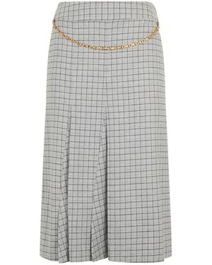 Malo Langer Faltenrock Mit Elegantem Print - Grau