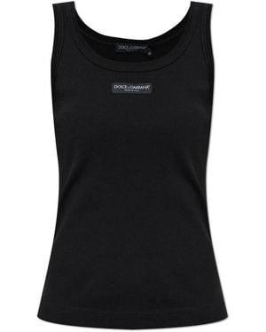 Dolce & Gabbana Katoenen Top Met Logo-Applicatie - Zwart