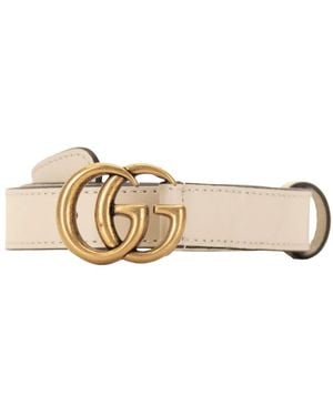 Gucci Ledergürtel Mit Gg-Schnalle - Natur