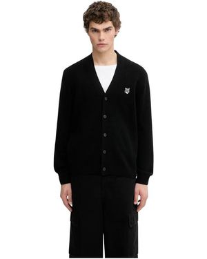 Maison Kitsuné Truien & Vesten ,Zwart ,Wol Fox Head Lamswol Comfort Vest