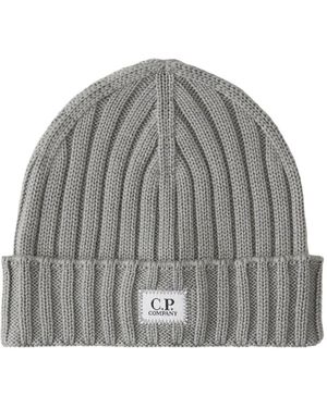 C.P. Company Merino Logo Beanie, Griffin - Grijs