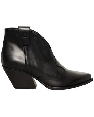 Elena Iachi Schoenen ,Zwart ,Leer Texano Enkellaars