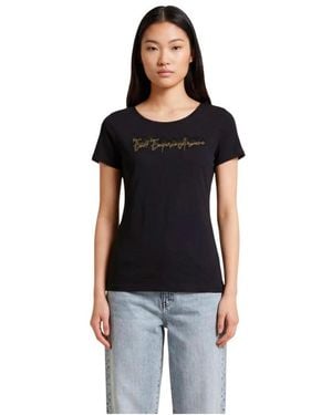 EA7 Bedrukte T-Shirt Met Ronde Hals En Korte Mouwen - Zwart
