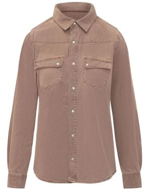Ba&sh Overhemden ,Roze ,Katoen Jada Shirt Met Knoopsluiting En Voorzak - Bruin