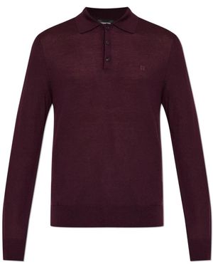 DSquared² Wool Polo Met Geborduurd Logo - Paars