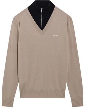 Miu Miu Truien & Vesten ,Kasjmier Cashmere Turtleneck Sweater - Grijs