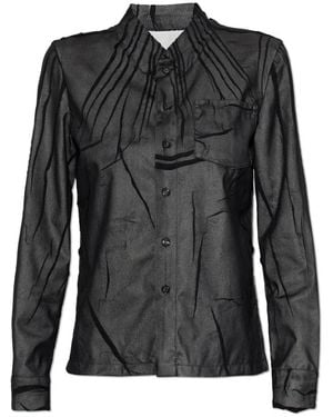 Maison Margiela Overhemden ,Zwart ,Hoge Kraag Shirt