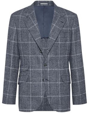 Brunello Cucinelli Blauwe Jas Met Voorknoopsluiting