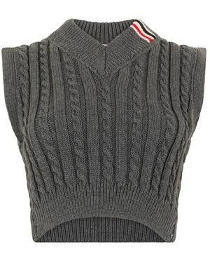 Thom Browne V-Neck Knitwear - Gris