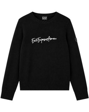 EA7 Round-Neck Knitwear - Nero