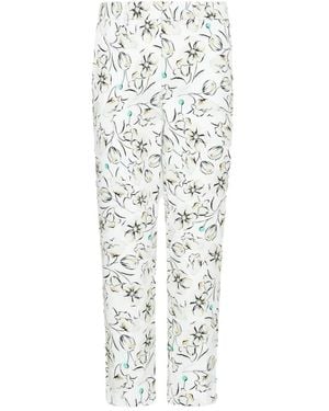 Marella Pantalones Verdes Ajustados Florales, Mujer, Talla - Blanco