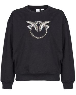 Pinko Vögel logo sweatshirt erhöhe stil casual - Blau
