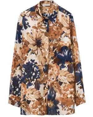 ROSSO35 Overhemden ,Veelkleurig ,Katoen Lichtgewicht Katoenen Voile Blouse - Blauw