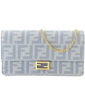 Fendi Baguette Portemonnee Met Ketting - Blauw