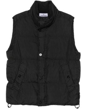 Stone Island Jassen ,Zwart ,Crinkled Quilted Waistcoat