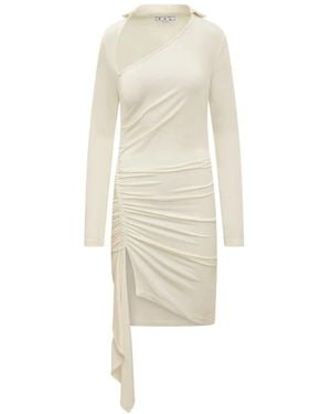 Off-White c/o Virgil Abloh Asymmetrisches, Gerafftes Minikleid - Natur