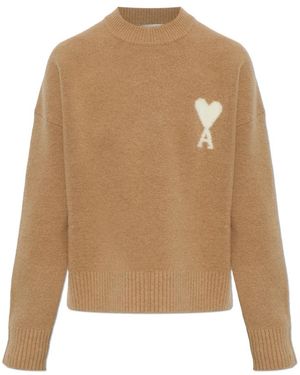 Ami Paris De Coeur Ronde Hals Trui - Naturel