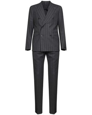 Tagliatore Double Breasted Suits - Black