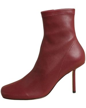 STUDIO AMELIA Bordeaux Leder Stiefel Mit Eckiger Spitze - Lila