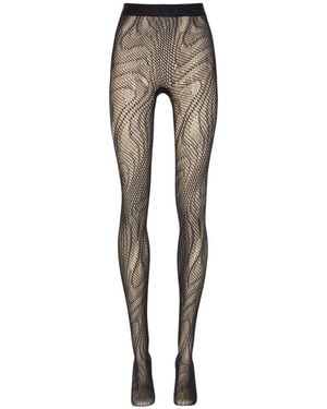 Wolford Ondergoed ,Zwart ,Wol Reptile Mesh Tights - Grijs