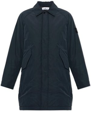 Stone Island Wattierte Jacke Mit Logo-Patch - Blau