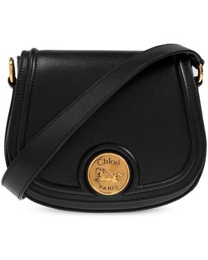 Chloé Schultertasche Horse Medal Klein - Schwarz