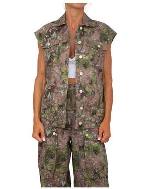 Liu Jo Jassen ,Veelkleurig ,Katoen Gilet Met Print - Groen