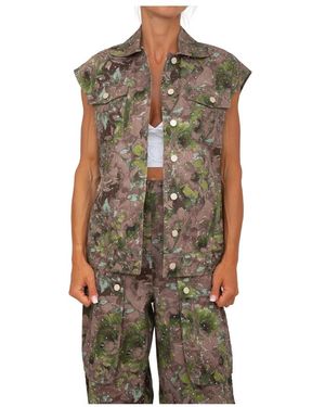 Liu Jo Jassen ,Veelkleurig ,Katoen Gilet Met Print - Groen
