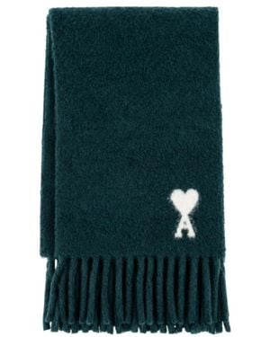 Ami Paris Accessoires ,Groen ,Wol De Coeur Sjaal
