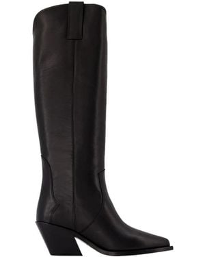Anine Bing Hohe Tania-Stiefel Leder Schwarz