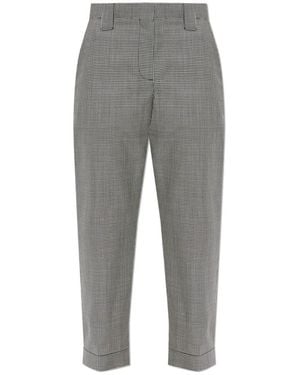 Versace Broeken ,Zwart ,Wol Wollen Ruitjesbroek - Grijs