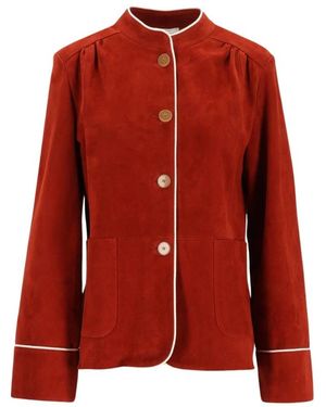 forte_forte Wildleder Stehkragenjacke - Rot